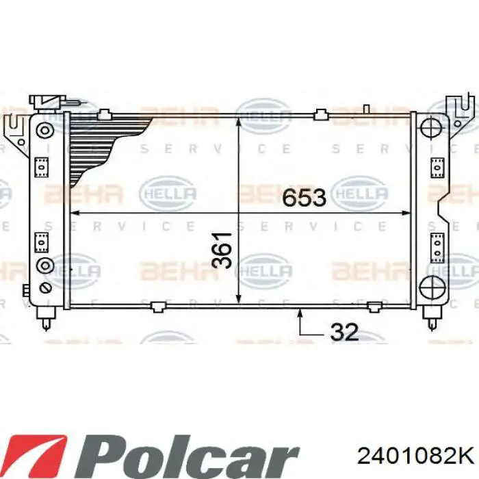 2401082K Polcar radiador refrigeración del motor