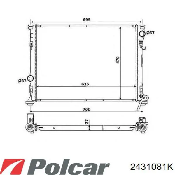 2431081K Polcar radiador refrigeración del motor