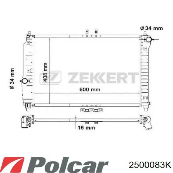 2500083K Polcar radiador refrigeración del motor