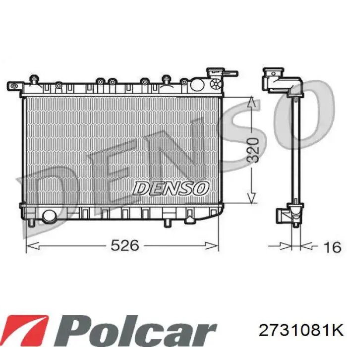 2731081K Polcar radiador refrigeración del motor