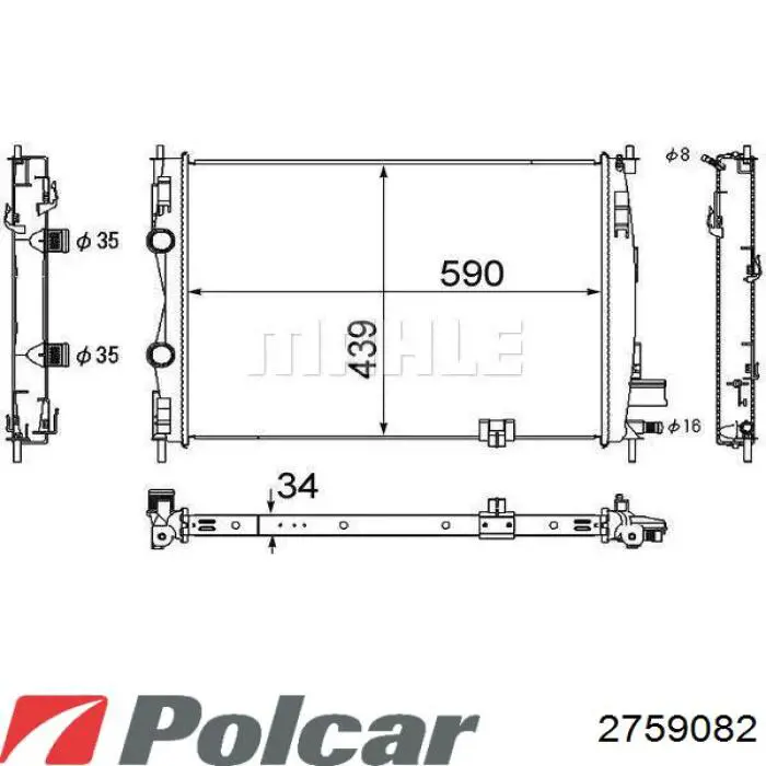 2759082 Polcar radiador refrigeración del motor