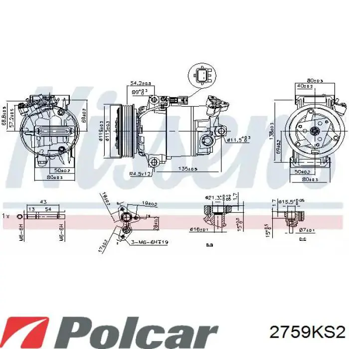 2759KS-2 Polcar compresor de aire acondicionado