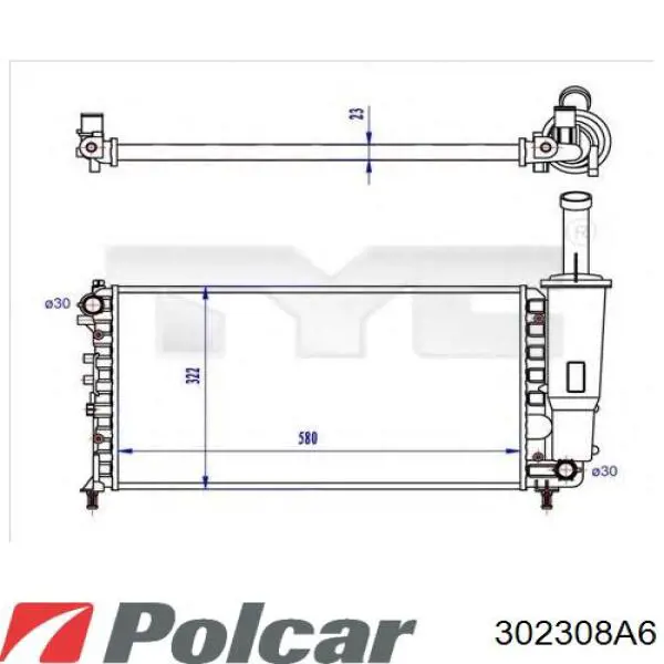 302308A6 Polcar radiador refrigeración del motor