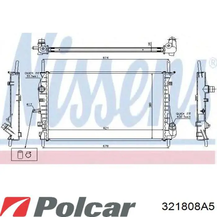 2S718005AF Ford radiador refrigeración del motor