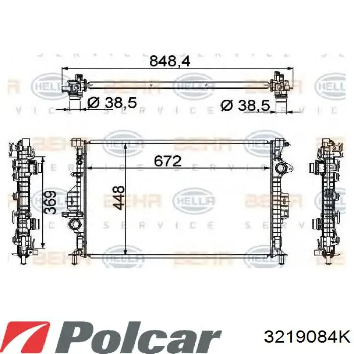 3219084K Polcar radiador refrigeración del motor