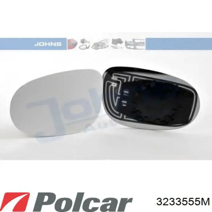 3233555M Polcar cristal de espejo retrovisor exterior derecho