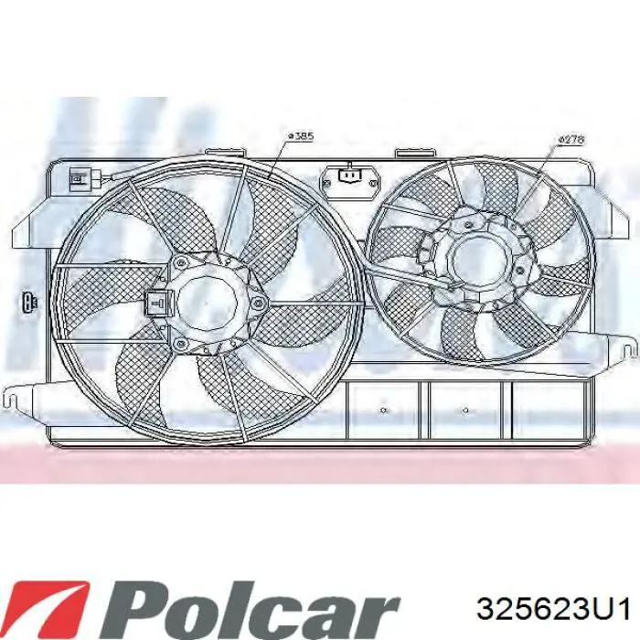 325623U1 Polcar difusor de radiador, ventilador de refrigeración, condensador del aire acondicionado, completo con motor y rodete