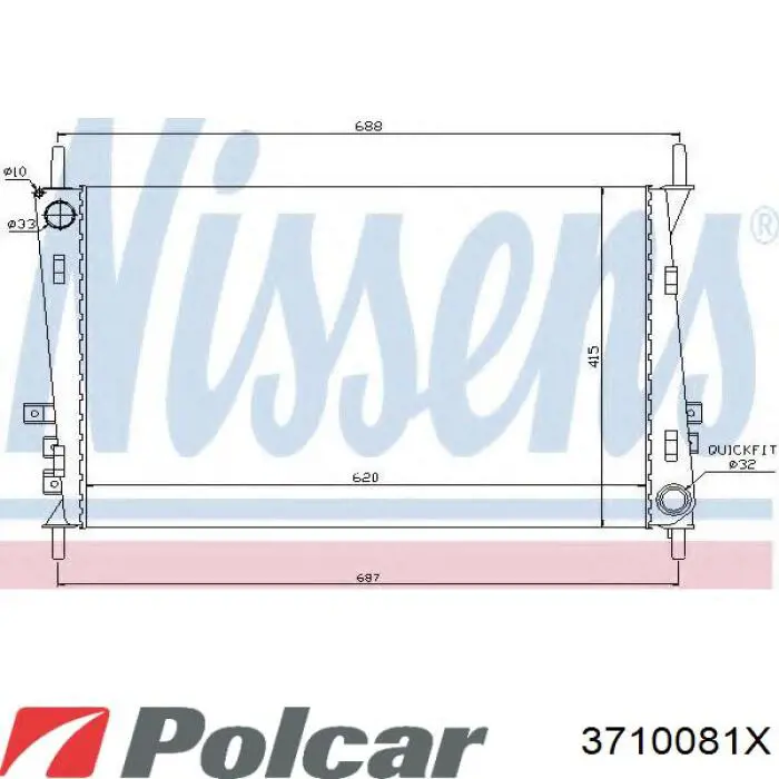 3710081X Polcar radiador refrigeración del motor