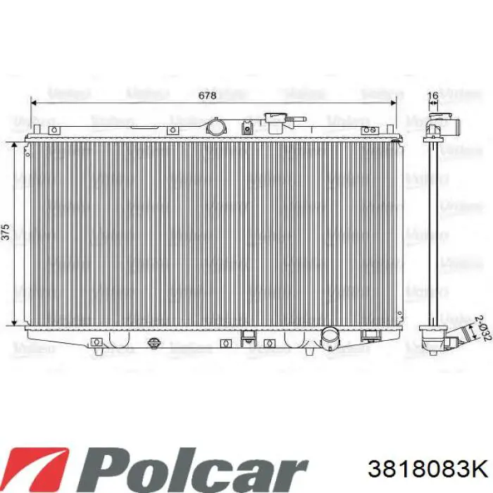 3818083K Polcar radiador refrigeración del motor