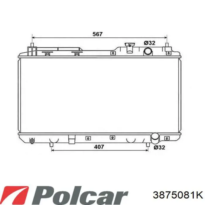 3875081K Polcar radiador refrigeración del motor