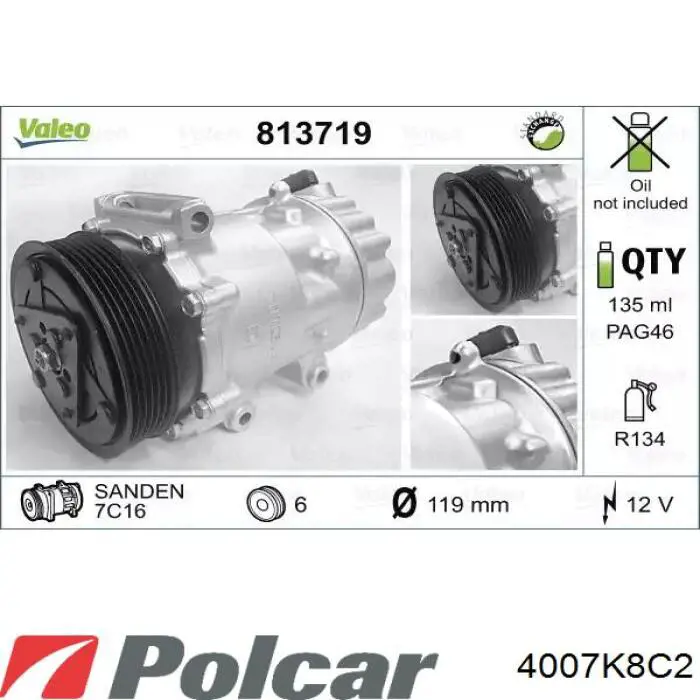 4007K8C2 Polcar condensador aire acondicionado