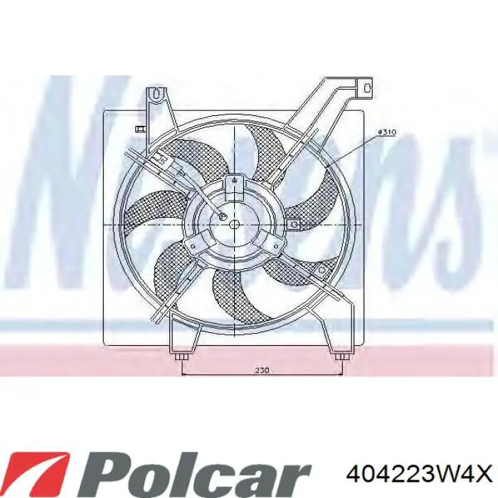404223W4X Polcar difusor de radiador, ventilador de refrigeración, condensador del aire acondicionado, completo con motor y rodete