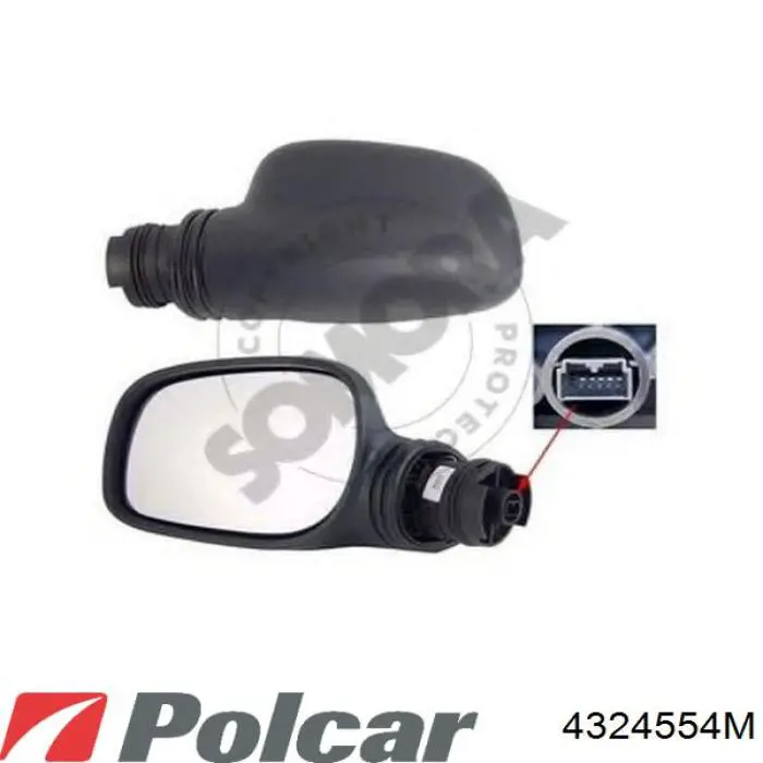 4324554M Polcar cristal de espejo retrovisor exterior derecho