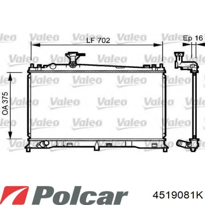 4519081K Polcar radiador refrigeración del motor