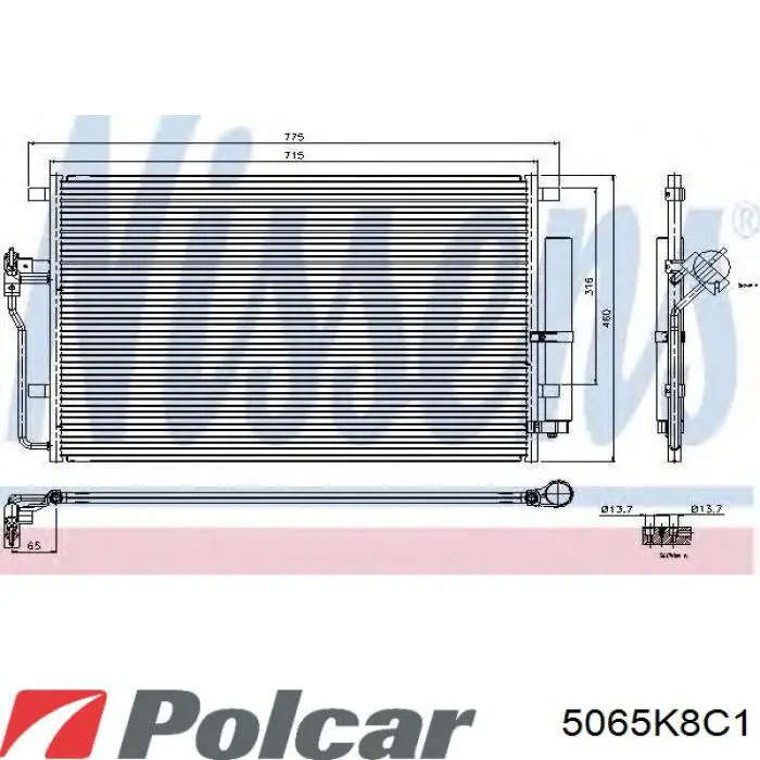 Comprar 5065K8C1 Polcar Condensador de aire acondicionado