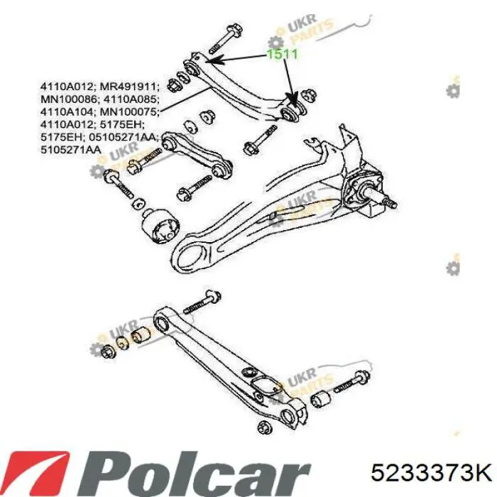 5233373K Polcar brazo suspension inferior trasero izquierdo/derecho