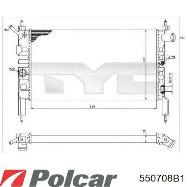 550708B1 Polcar radiador refrigeración del motor