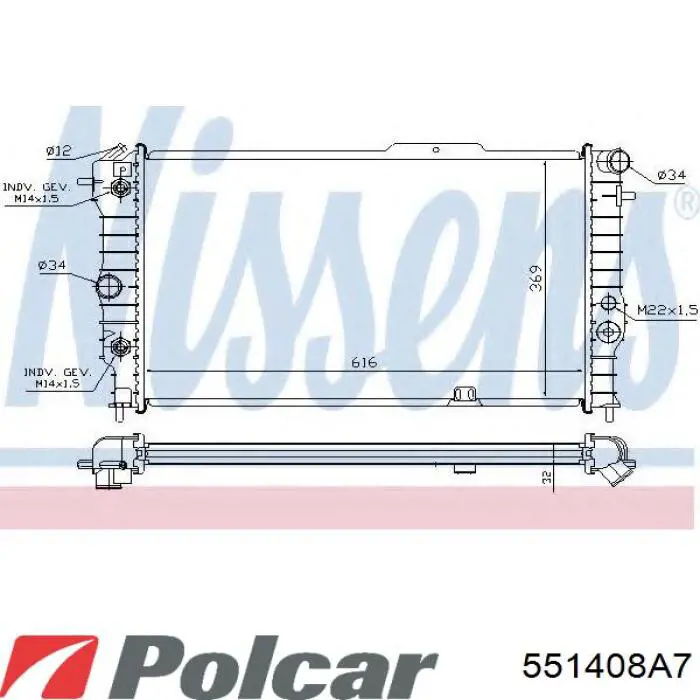 551408A7 Polcar radiador refrigeración del motor