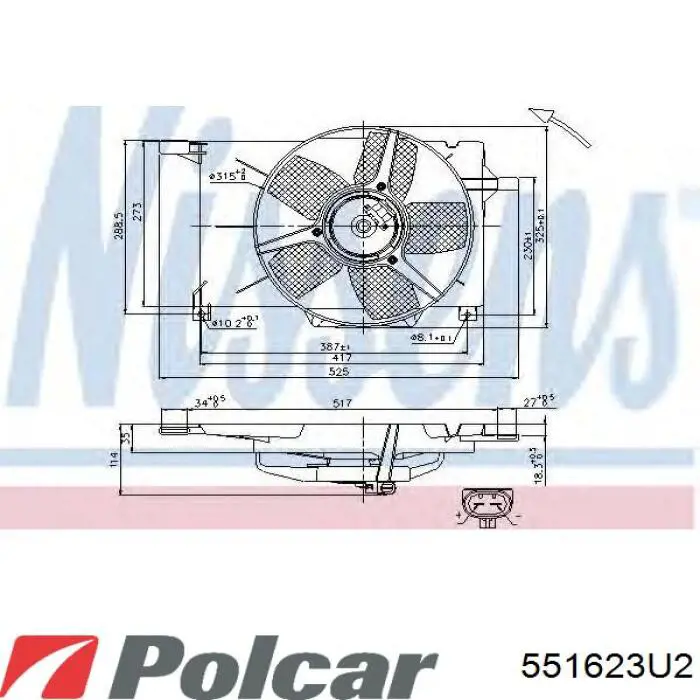 551623U2 Polcar ventilador (rodete +motor refrigeración del motor con electromotor completo)