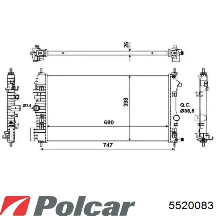 552008-3 Polcar radiador refrigeración del motor