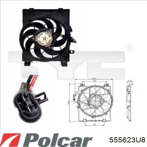 555623U8 Polcar ventilador (rodete +motor refrigeración del motor con electromotor completo)