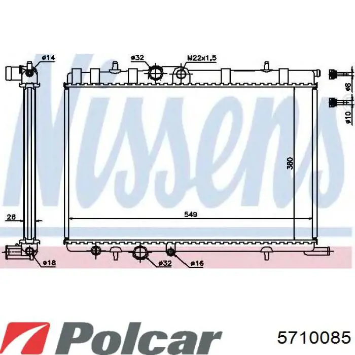 5710085 Polcar radiador refrigeración del motor