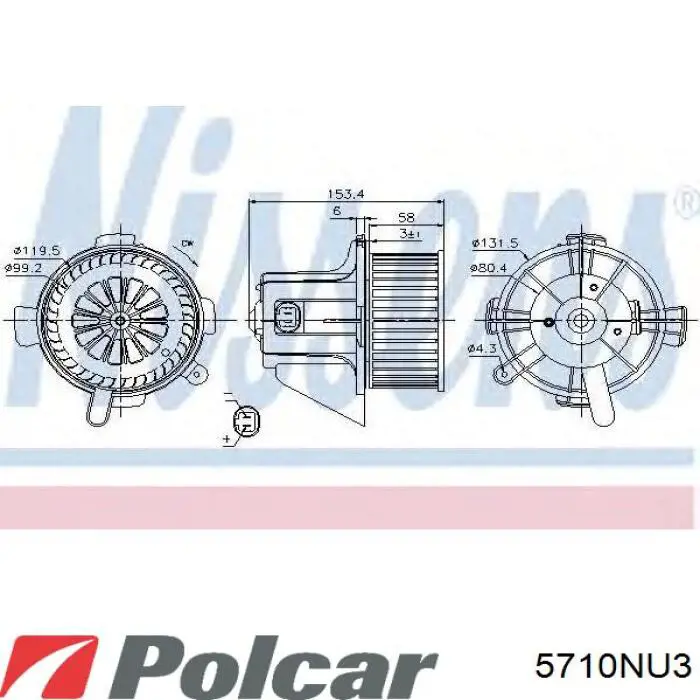 5710NU-3 Polcar motor eléctrico, ventilador habitáculo