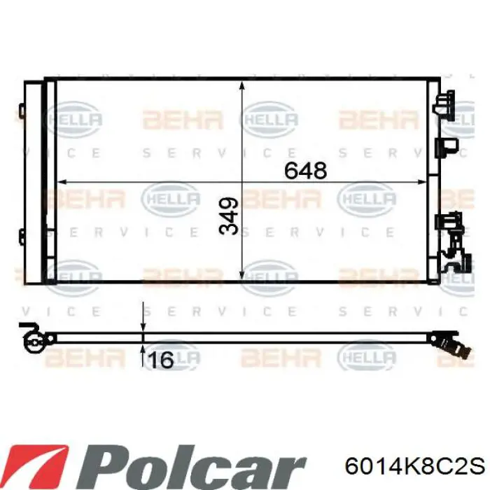6014K8C2S Polcar Radiador de aire acondicionado