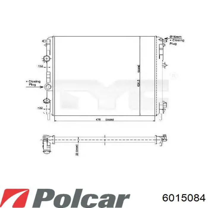 601508-4 Polcar radiador refrigeración del motor