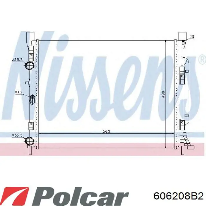 606208B2 Polcar radiador refrigeración del motor