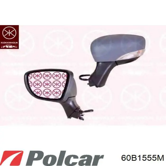 60B1555M Polcar cristal de espejo retrovisor exterior derecho