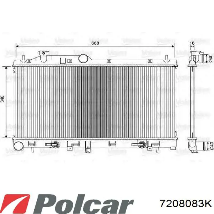 7208083K Polcar radiador refrigeración del motor