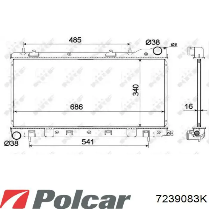 7239083K Polcar radiador refrigeración del motor