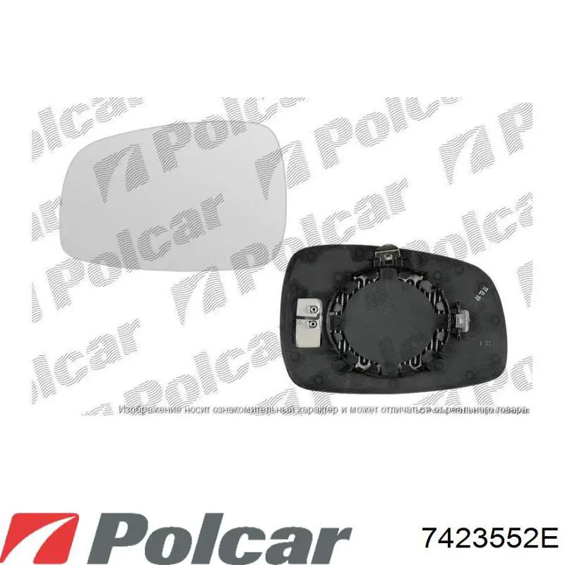 7423552E Polcar cristal de espejo retrovisor exterior derecho