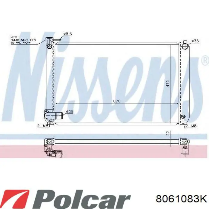 8061083K Polcar radiador refrigeración del motor