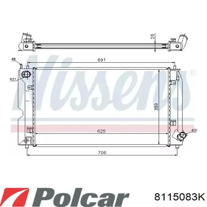 8115083K Polcar radiador refrigeración del motor