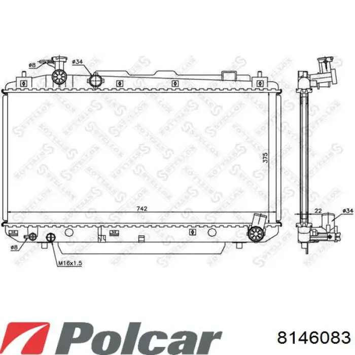 814608-3 Polcar radiador refrigeración del motor