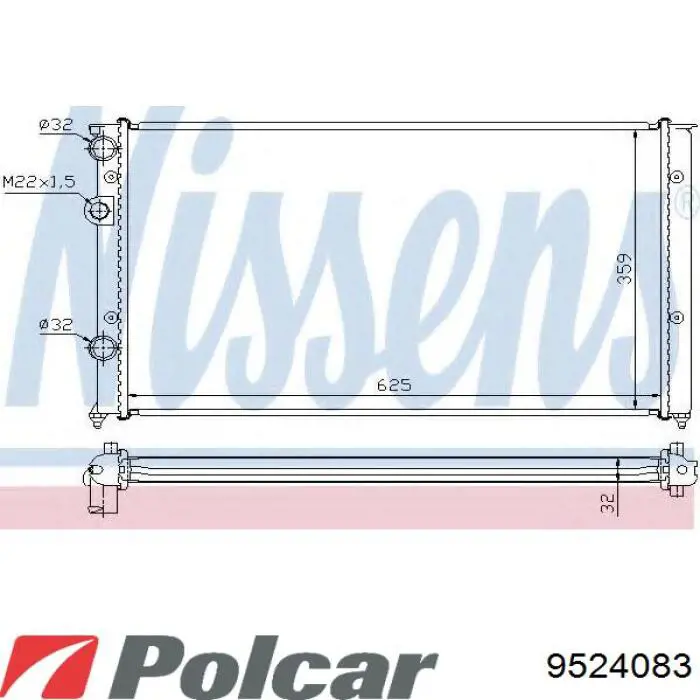 9524083 Polcar radiador refrigeración del motor