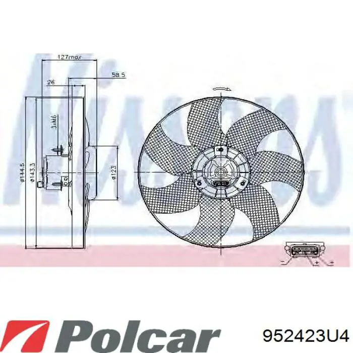 Ventilador del motor 952423U4 Polcar