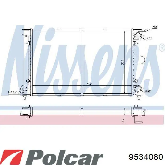 953408-0 Polcar radiador refrigeración del motor