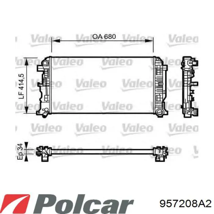 957208A2 Polcar radiador refrigeración del motor