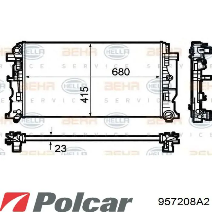 Radiador 957208A2 Polcar