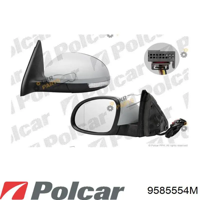 9585554M Polcar cristal de espejo retrovisor exterior derecho