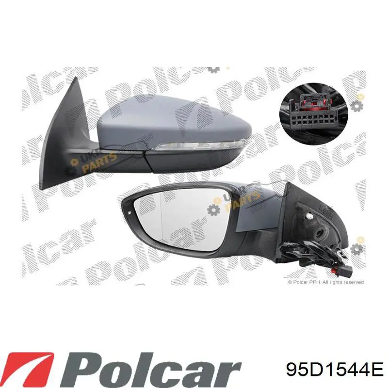 Cristal de espejo retrovisor exterior izquierdo 95D1544E Polcar