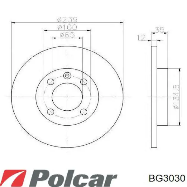 BG3030 Polcar disco de freno trasero