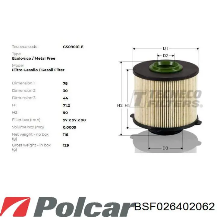 BSF026402062 Polcar filtro combustible