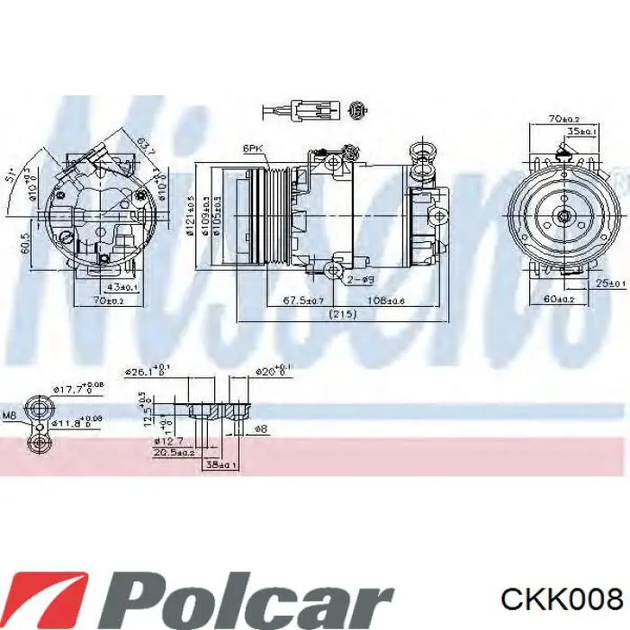 CKK008 Polcar Polea del compresor del aire acondicionado