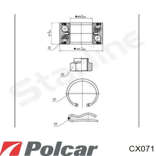 CX071 Polcar cojinete de rueda delantero