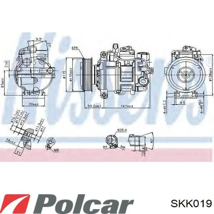 SKK019 Polcar embrague (bobina magnética compresor de aire acondicionado)