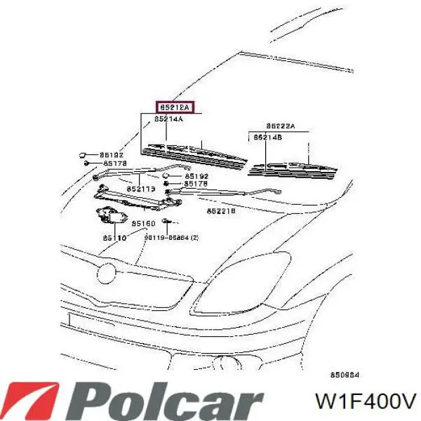 W1F400V Polcar limpiaparabrisas de luna delantera copiloto